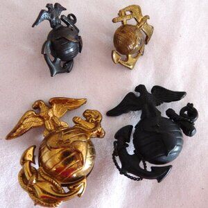 4 US Marine pins uniform globe brass official